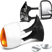 Replacement for Super Duty F250-F550 Heated Power Signal Extendable Chrome Towing Side+Corner Blind Spot Mirror