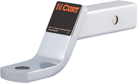 CURT 45296 Chrome Class 3 Trailer Hitch Ball Mount, Fits 2-Inch Receiver, 7,500 lbs, 1-Inch Hole, 4-Inch Drop, 2-In Rise