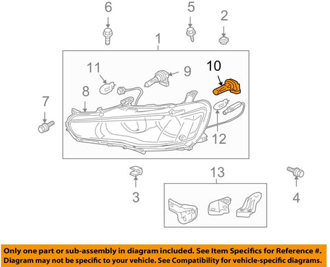 Mitsubishi OEM 10-15 Lancer-Headlight Headlamp Bulb MS820960