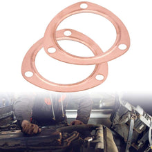 Qiilu 2pcs 3 inch Copper Seal Collector Gasket Exhaust Header Collector Gasket Reusable for SBC BBC 302 350 454 383