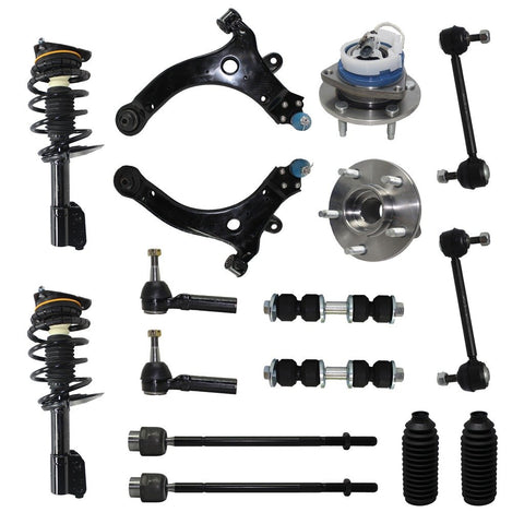 Detroit Axle - Complete 16-Piece Front Suspension Kit - 10-Year Warranty- Front: 2 Strut Assemblies, 2 Wheel Bearings, 2 Control Arms & Ball Joints, 4 Tie Rod Ends, 4 Sway Bar Links, 2 Tie Rod Boots…