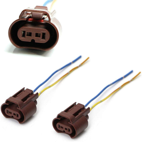 iJDMTOY (2) OEM 9006 HB4 Female Adapters Wiring Harness Sockets w/ 4-Inch Wire Pigtails For Headlights or Fog Lights Use