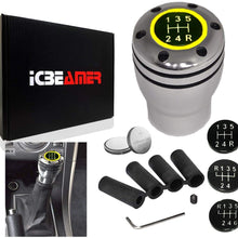ICBEAMER Racing Style Manual Transmission Stick Shift Knob Silver Aluminum 5 6 Speed with Red LED Light CR2032 Battery