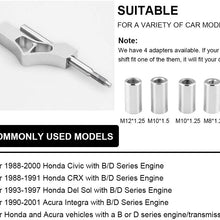 Sporacingrts Adjustable Short Shift Extension Shifter Knob with Adapters for Honda Civic Integra CRX (Silver)