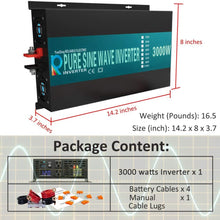 WZRELB RBP300012 3000W 12V 110~120V Pure Sine Wave Solar Power Inverter DC to AC System