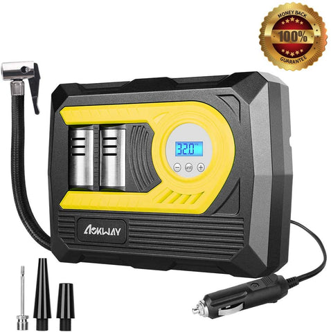 Tire Inflator, Tire Pumps for Automobiles-Portable Air Compressor 12V DC 100 PSI - Auto Shutoff- Digital Display