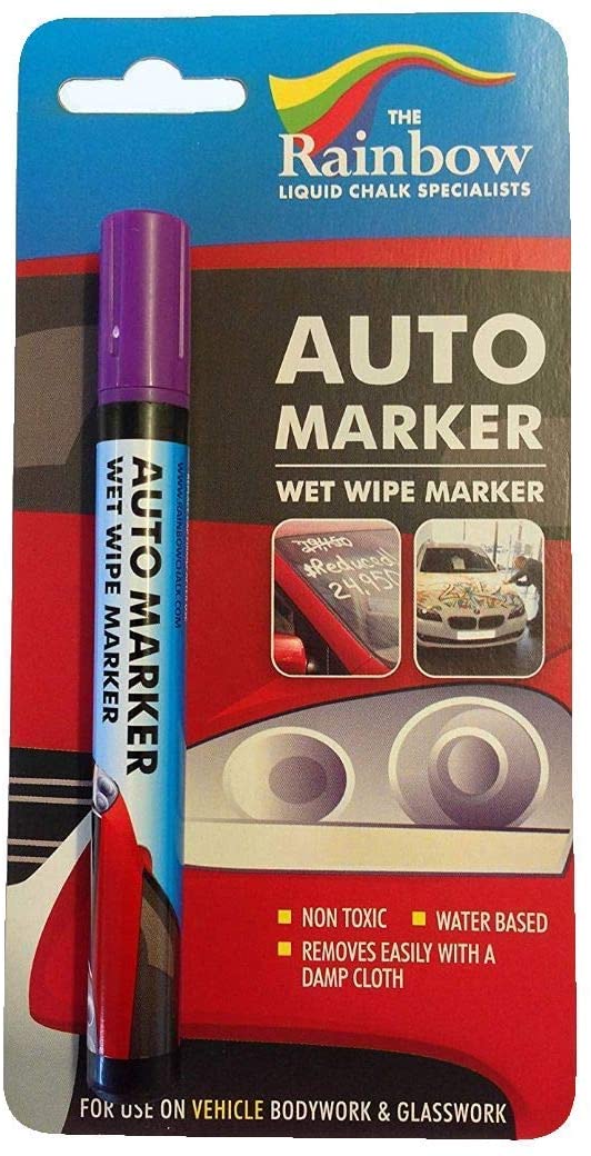 Car Paint Marker Pens Auto Writer Purple Violet - All Surfaces, Windows, Glass, Tire, Metal - Any Automobile, Truck or Bicycle, Water Based Wet Erase Removable Markers Pen