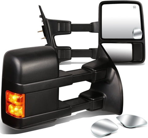 DNA Motoring TWM-026-T888-BK-AM+DM-074 Pair of Towing Side Mirrors + Blind Spot Mirrors
