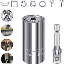 Universal Socket Wrench Set, Magical Grip Socket Set Fits Standard 1/4'' - 3/4'' Metric 7mm-19mm, with Multi-Function Ratchet Wrench Power Drill Adapter Unisex Best Gift for Father's Day