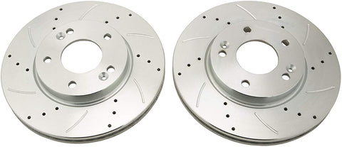 Performance Brake Rotor Drilled & Slotted Coated Front Pair for Hyundai