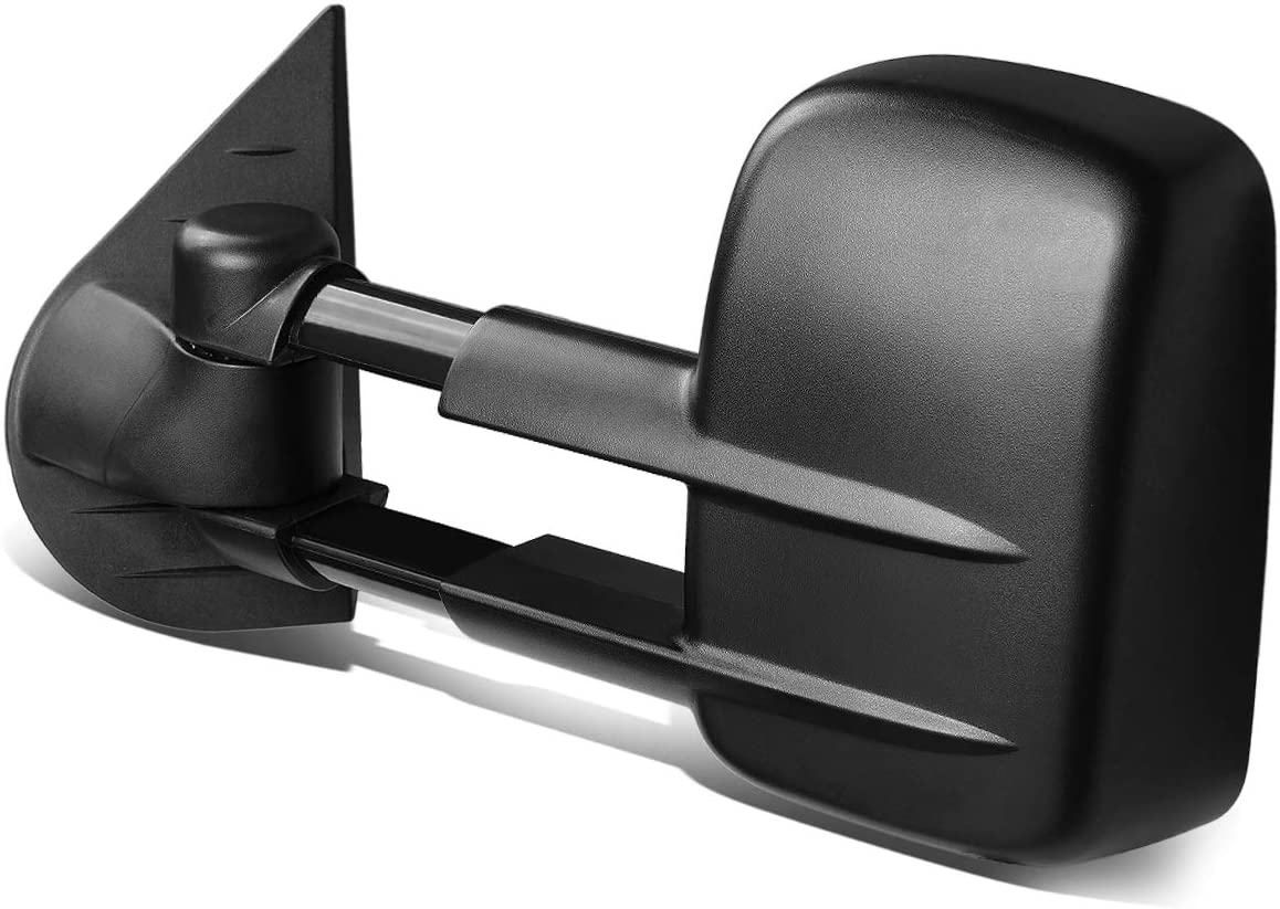 Left Side Black Manual Telescoping Folding Rear View Side Towing Mirror Replacement for Silverado Sierra GMT900 07-14 (Left / Driver Side)