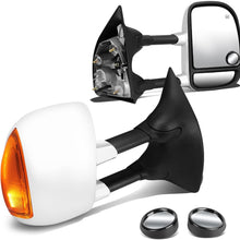 Replacement for Super Duty F250-F550 Heated Power Signal Extendable Chrome Towing Side+Corner Blind Spot Mirror