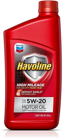 HAVOLINE High Mileage Motor Oil 5W 20, 1 QT.