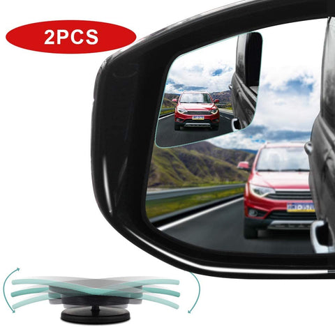 POMFW Blind Spot Mirror, Rearview Convex Side Mirrors for Cars SUV Truck Van Stick on 3M Adhesive, Rear View HD Glass Frameless Sway Rotate Adjustable Wide Angle, 2 inch Rhombus 2pcs