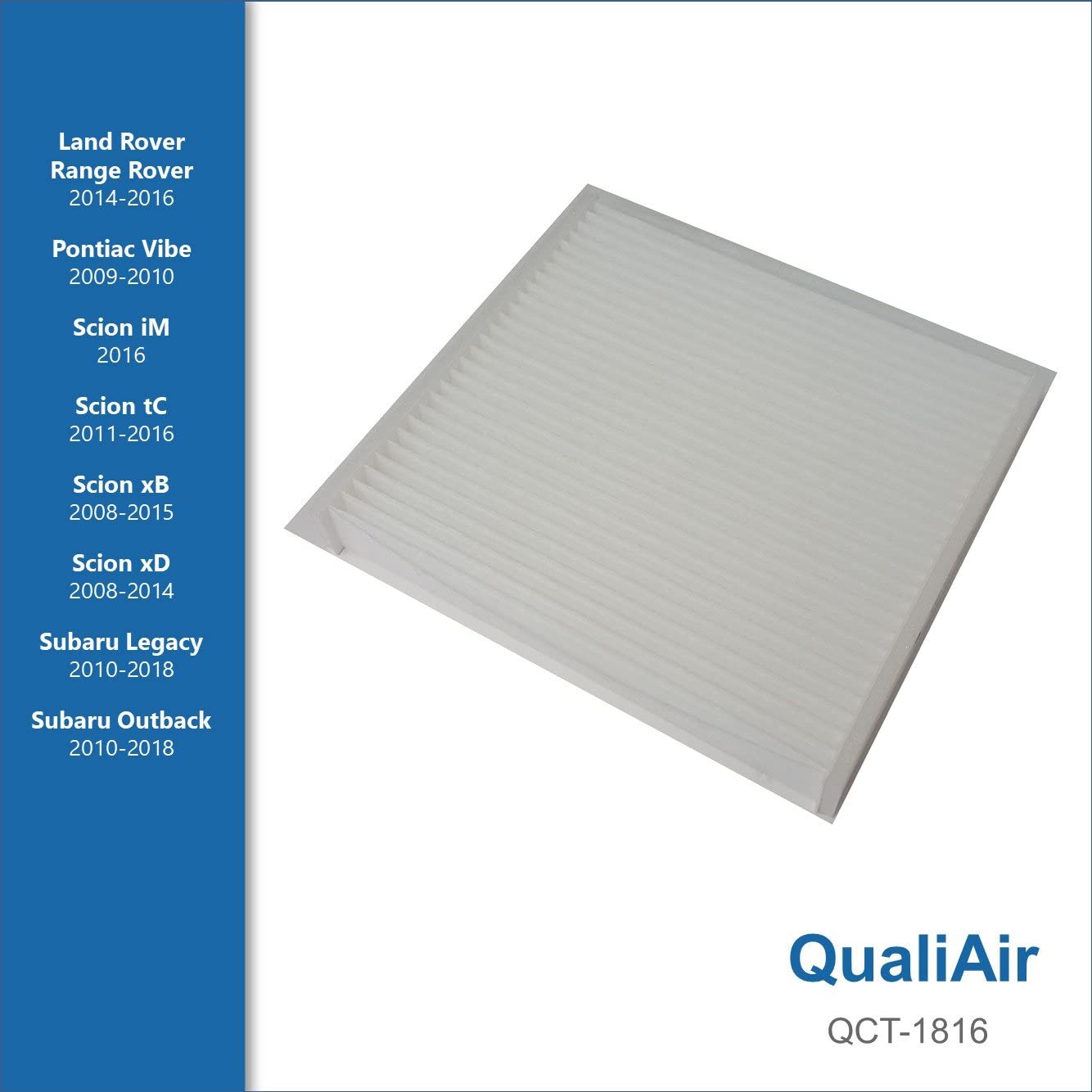 QualiAir QCT-1816C, Cabin Air Filter for Lexus, Toyota, Land Rover, Pontiac, Scion, Subaru