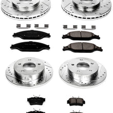 Power Stop K1302 Front & Rear Brake Kit with Drilled/Slotted Brake Rotors and Z23 Evolution Ceramic Brake Pads,Silver Zinc Plated