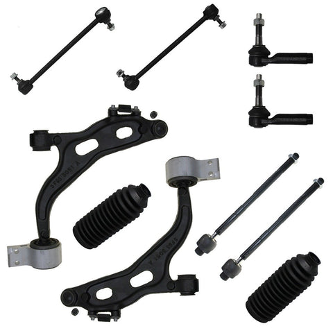 Detroit Axle - New 10-Piece Front Suspension Kit - 2 Lower Control Arms + Ball Joint, 2 Sway Bar Links, all 4 inner & outer tie rod links, 2 rack boots - AWD (Five Hundred and Montego)/after 1/3/05