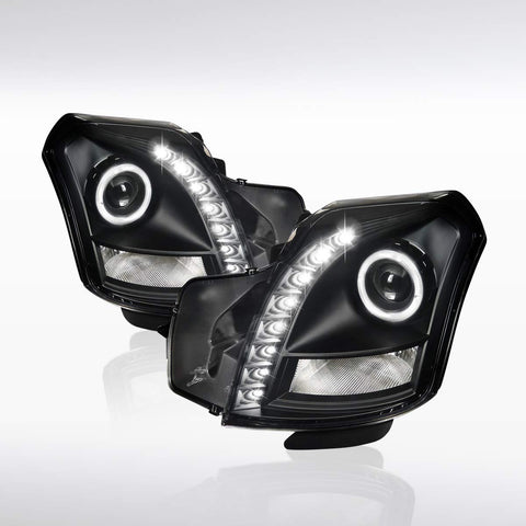 Autozensation For Cadillac CTS Black Halo Projector LED Headlights Pair