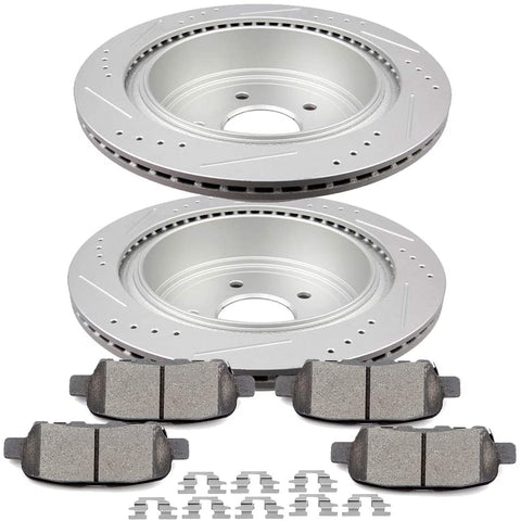 ROADFAR Ceramic Pads Brake Discs Rotors & Clip Rear Kits fit for Infiniti FX35, FX37, FX45, JX35, M35h, M37, M56, Q50, Q60, Q70, Q70L, QX60, QX70, for Nissan Murano, Pathfinder, Quest