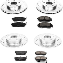 Power Stop K2704 Front & Rear Brake Kit with Drilled/Slotted Brake Rotors and Z23 Evolution Ceramic Brake Pads