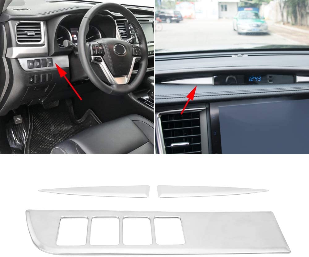 Senzeal ABS Car Interior Central Dashboard Console Cover Trim Frame for Toyota Highlander 2015 2016 2017 2018 2019 3PCS