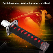 TKSE Universal Japanese Sword Car Gear Shift Lever Knob Shifter with 4 Adapters Black + Red