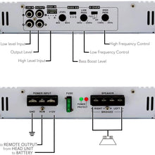 PYRAMID 2 Channel Car Stereo Amplifier - 1000W Dual Channel Bridgeable High Power MOSFET Audio Sound Auto Small Speaker Amp Box w/ Crossover, Variable Gain Control, RCA IN/OUT, LED Indicators - Pyle PB717X