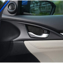 Thenice for 10th Gen Civic Real Carbon Fiber Door Wrist Trim Inner Door Handle Decoration Cover for Honda Civic 2020 2019 2018 2017 2016