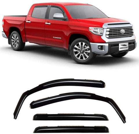 Voron Glass in-Channel Extra Durable Rain Guards for Trucks Toyota Tundra 2007-2020 CrewMax, Window Deflectors, Vent Window Visors, 4 Pieces - 220083
