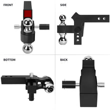 oEdRo Adjustable Trailer Hitch Ball Mount/Forged Aluminum Shank, 2" Receiver/6" Drop 2" & 2-5/16" Combo Tow Balls w/Double Pin Key Locks, 12500 lbs, Anodized Black