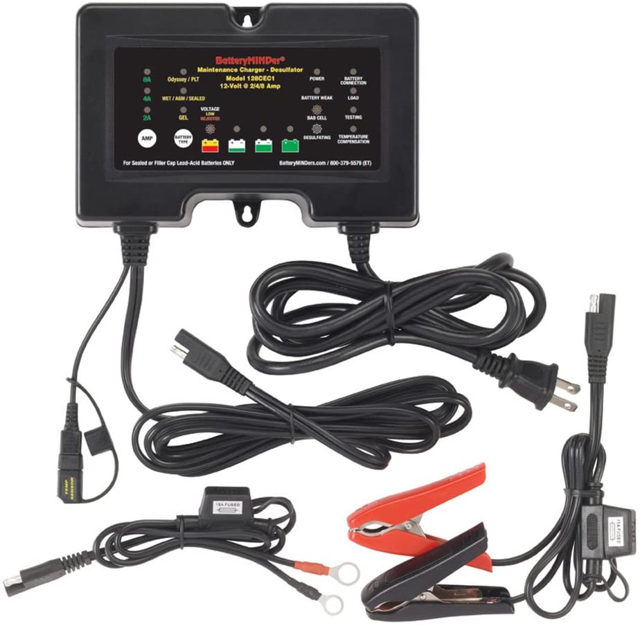 BatteryMINDer 128CEC1: 12 Volt-2/4/8 AMP Battery Charger, Battery Maintainer, and Battery Desulfator