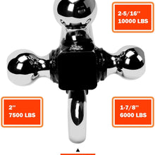 leofit Trailer Tri-Ball Hitch with Hook Receiver Mount, 1-7/8’’& 2’’& 2-5/16’’ Ball with Hitch Pin