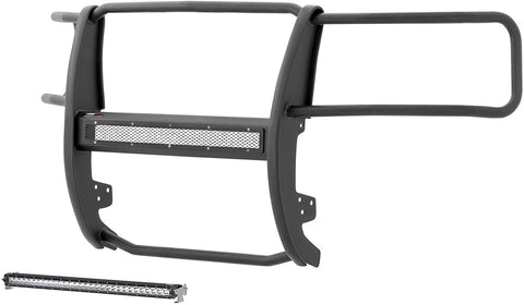 ARIES 2170016 Pro Series Black Steel Grille Guard with Light Bar, Select Chevrolet Silverado 1500
