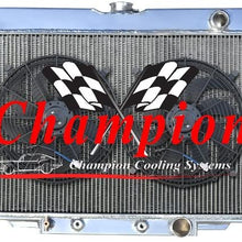 3 Row All Aluminum Replacement Radiator AND 12" Reversible Dual Fans for the 1967-70 Ford Mustang, 1969 Ford Fairlane, 1969 Ford Ranchero, 1967-70 Mercury Cougar XR7 - Manufactured by Champion Cooling Systems, Part Number: 338FAN