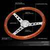 15 Inches Riveted Wood Grain Grip Vintage Steering Wheel 2 Inches Deep Dish Stainless Steel Spokes w/Horn Button