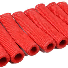 Spark Plug Protect Boot 1800 Degree Heat Shield Thermal Protection Insulator Sleeve Spark Plug Wire Boots 6 inch for Car Truck (Pack of 8)(Titanium) (Red)