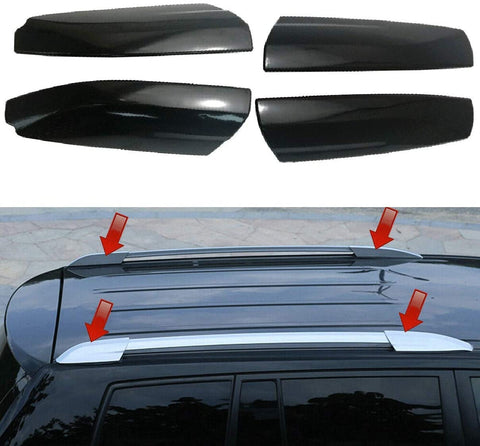 Fitfoyo 4Pcs Roof Rack Bar Rail End Shell Cap Cover Car Accessories Glossy Black for Toyota Highlander XU40 2008-2013