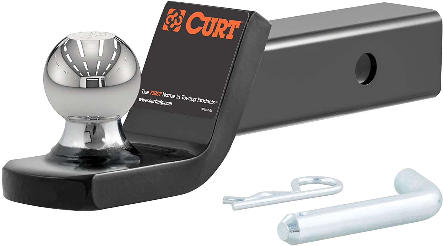 CURT 45134 Fusion Trailer Hitch Mount with 2-Inch Ball & Pin, Fits 2-In Receiver, 7,500 lbs, 2