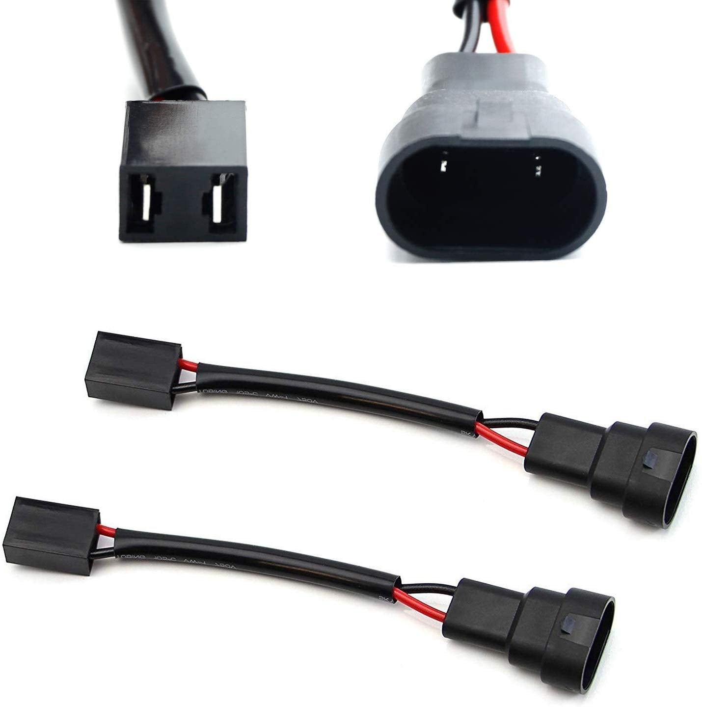 iJDMTOY (2) 9006 (M) To H7 (F) Adapters Connectors Wires, Good For Headlight or Fog Lights Conversion or Retrofit, etc