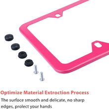LivTee 4 Holes Stainless Steel License Plate Frames, 2 PCS Car Licence Plate Covers Slim Design with Bolts Washer Caps for US Vehicles, Pink