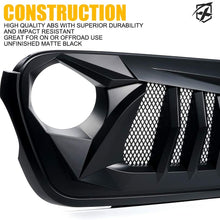 Xprite Matte Black Front Grille Grid Grill w/Mesh for 2018-2020 Jeep Wrangler JL JT - Black Widow Series