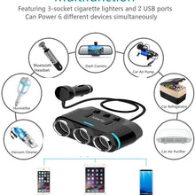 Cigarette Lighter Adapter 3 Socket Cigarette Lighter Splitter with LED Voltage Display Dual USB Car Charger On/Off Switches 12V Car Splitter Adapter Dashcam Replaceable fus