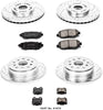 Power Stop K1079 Front & Rear Brake Kit with Drilled/Slotted Brake Rotors and Z23 Evolution Ceramic Brake Pads,Silver Zinc Plated