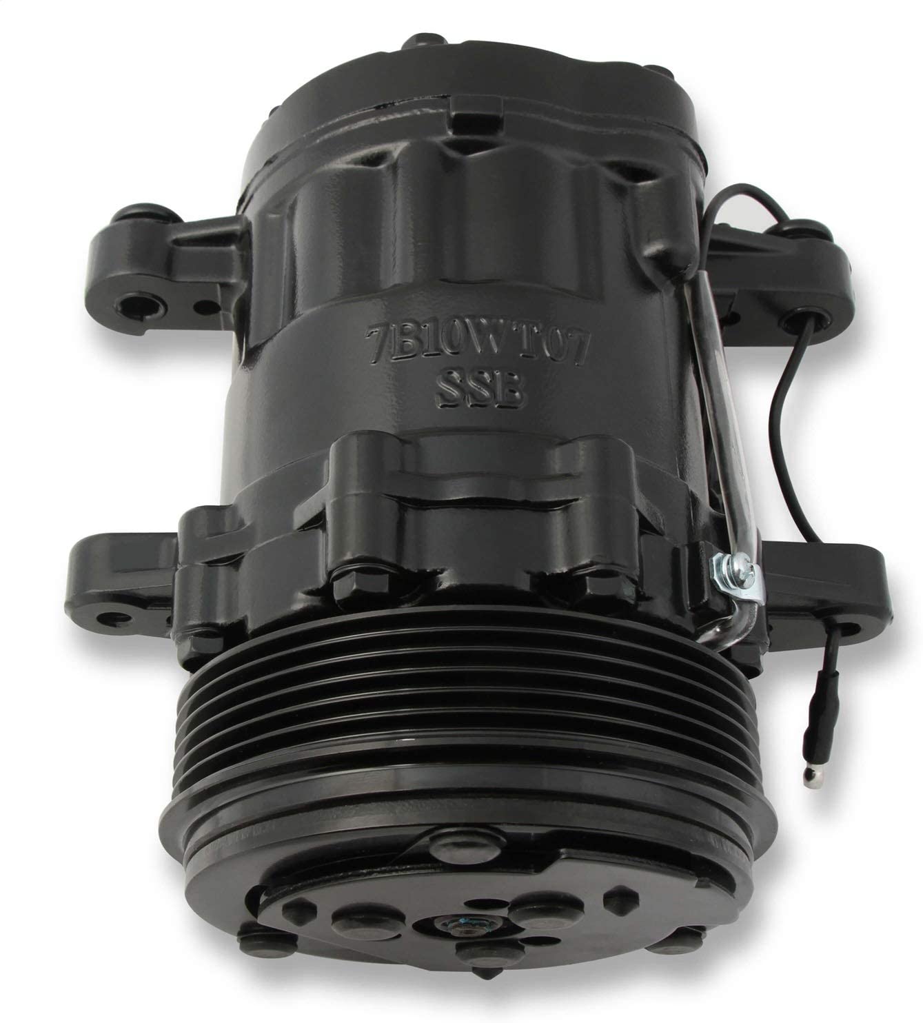 Holley 199-104 A/C Compressor SD7 Sanden Uses R-134A Black A/C Compressor
