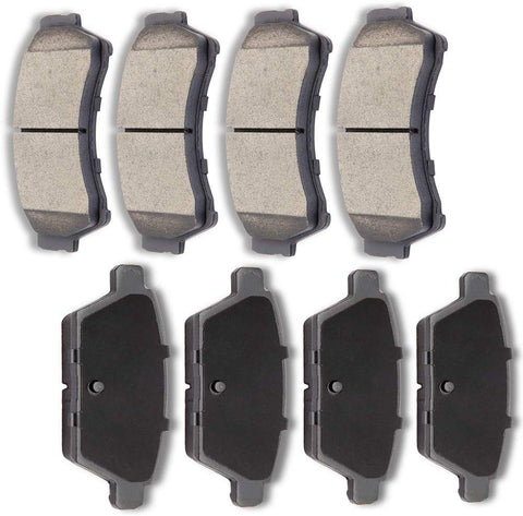 ROADFAR 8pcs Ceramic Brake Pads Sets fit for 2006-2012 Ford Fusion, 2007-2012 Lincoln MKZ, 2006 Lincoln Zephyr, 2006-2011 Mercury Milan