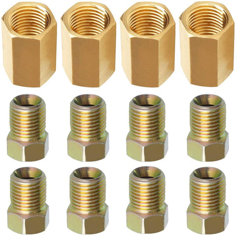 Brake Line Fittings and Unions for 3/16 Tube (8 Nuts,4 Unions ) All 12 pcs,3/8-24 Threads