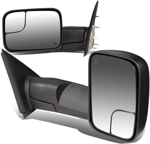 DNA Motoring TWM-012-T111-CH Pair Chrome Cover Power + Heated + Flip Up Towing Mirror Replacement