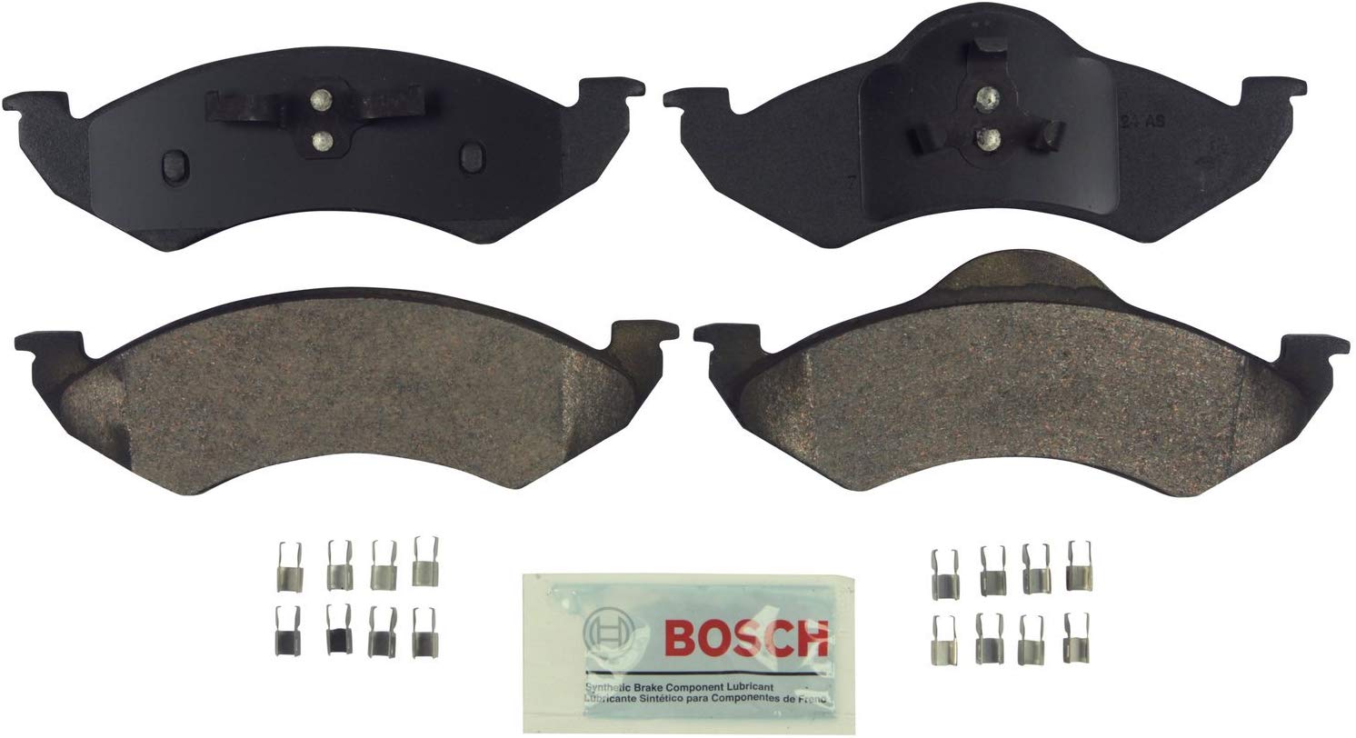 Bosch BE897H Blue Disc Brake Pad Set with Hardware for Select Dodge Ram 1500 and 4000 Series Trucks - FRONT