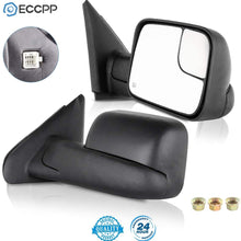 ECCPP Towing Mirrors fit 02-08 for Dodge Ram 1500 03-09 for Dodge Ram 2500 3500 Pickup Truck Power Heated Tow Folding Side View Black Mirror Pair Set Right Passenger and Left Driver Side