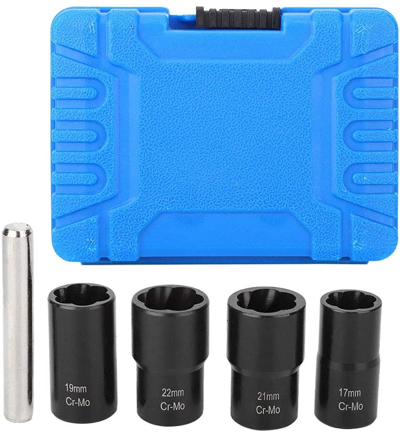 5Pcs Twist Socket Set Locking Wheel Nut Bolt Stud Extractor Removers 17mm 19mm 21mm 22mm Socket